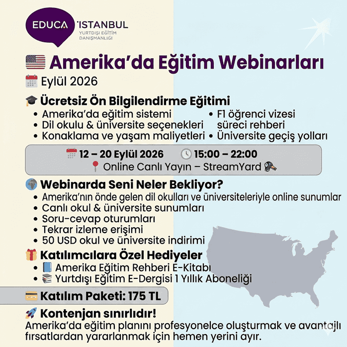 Amerika’da Eğitim Webinarları – Eylül 2026