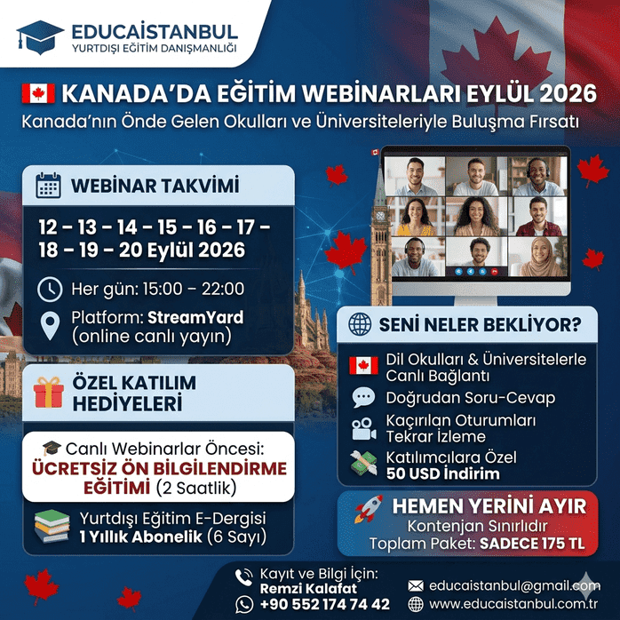 Kanada’da Eğitim Webinarları Eylül 2026