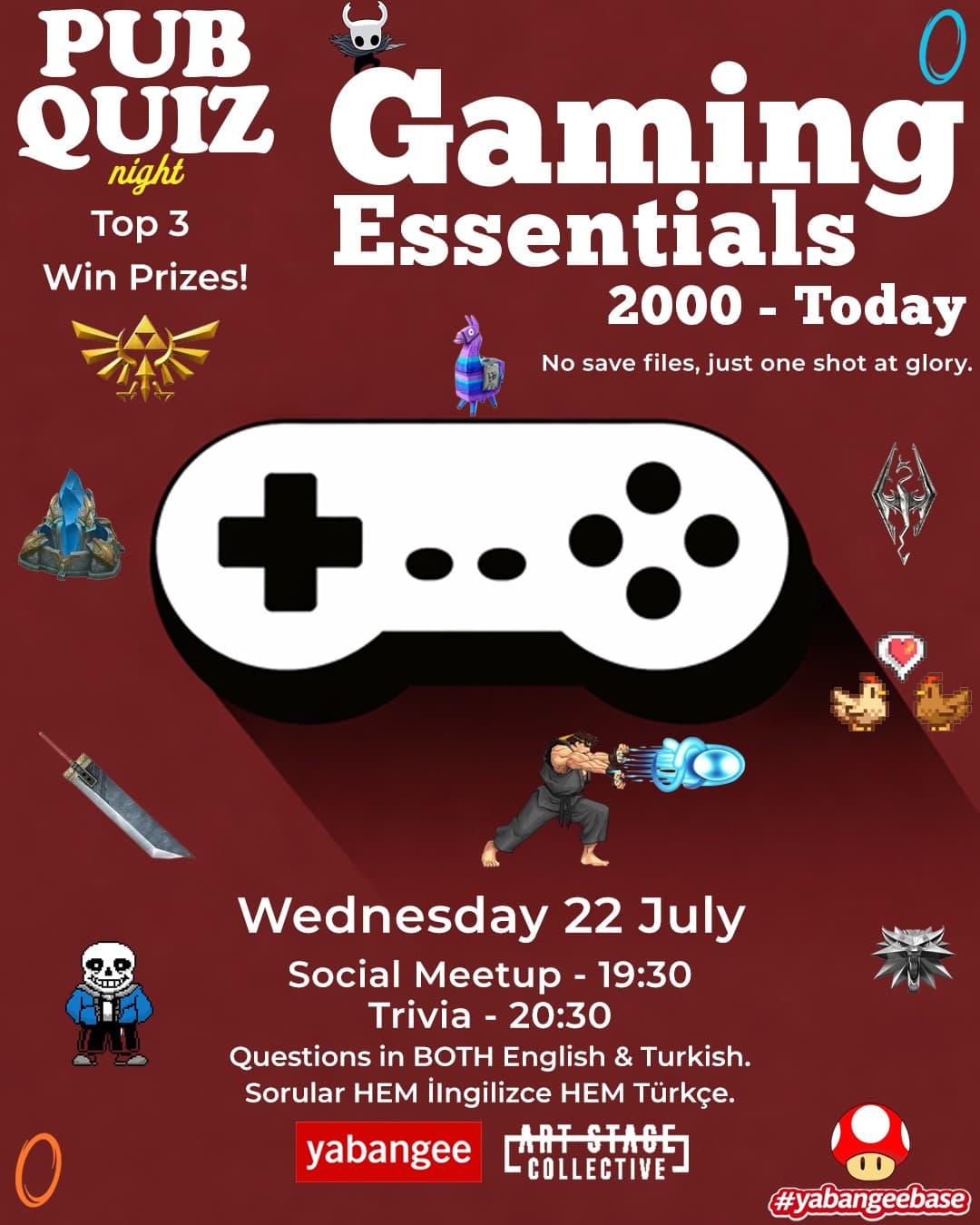 Pub Quiz on Gaming: Questions in English & Turkish